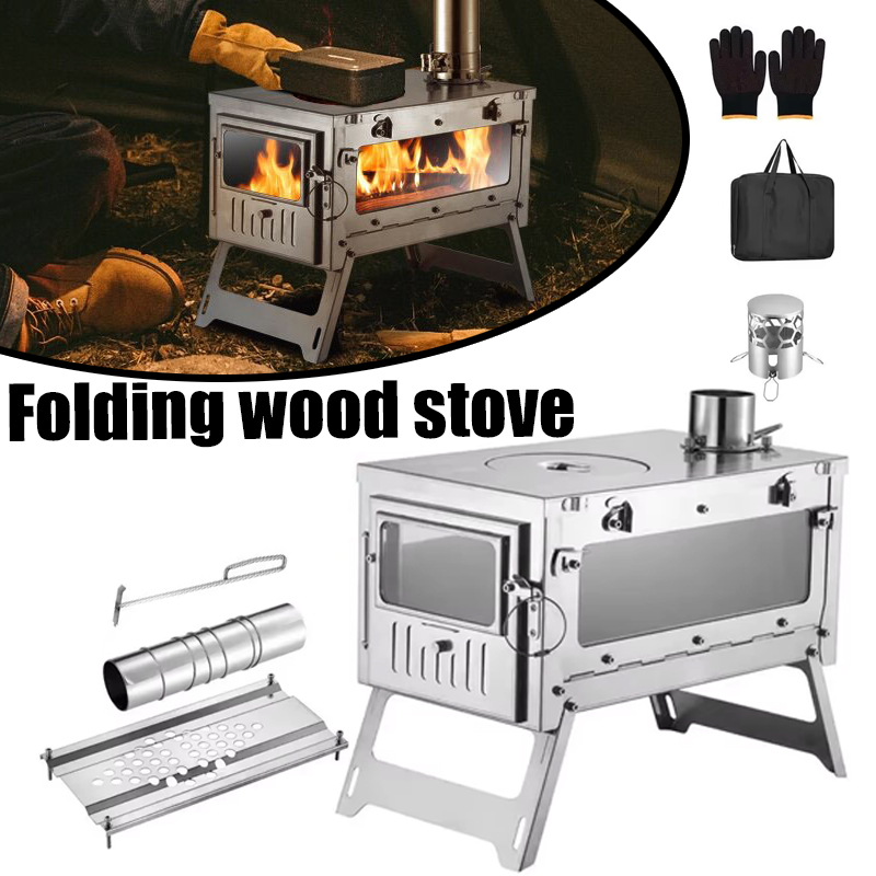 Camping Cooking Wood Stove - Poêle de tente Portable pliable en