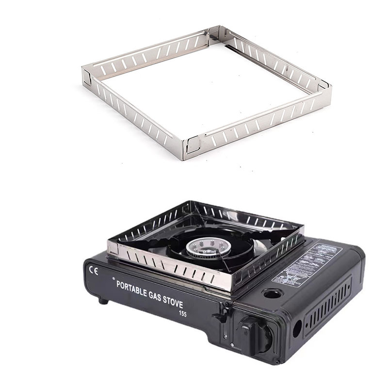 Camping Cooking Wood Stove - Pare-vent pliable en acier inoxydable, poêle