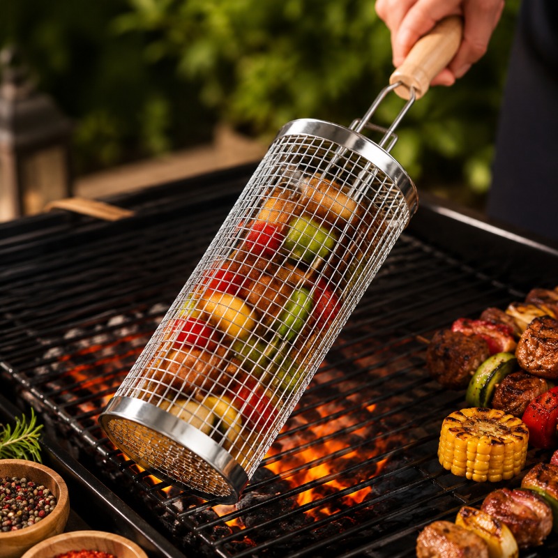 Camping Cooking Device - Ensemble de paniers de barbecue ronds