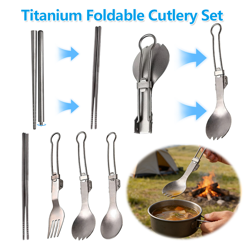 Camp Spork Set - Ensemble de couverts pliables en titane,