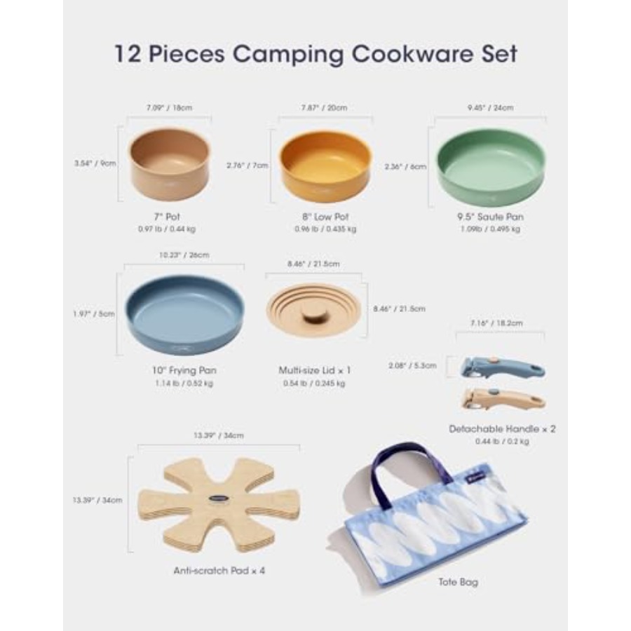 Ensemble de casseroles en céra - Camping Cooking Set Detachable Handle avis et prix