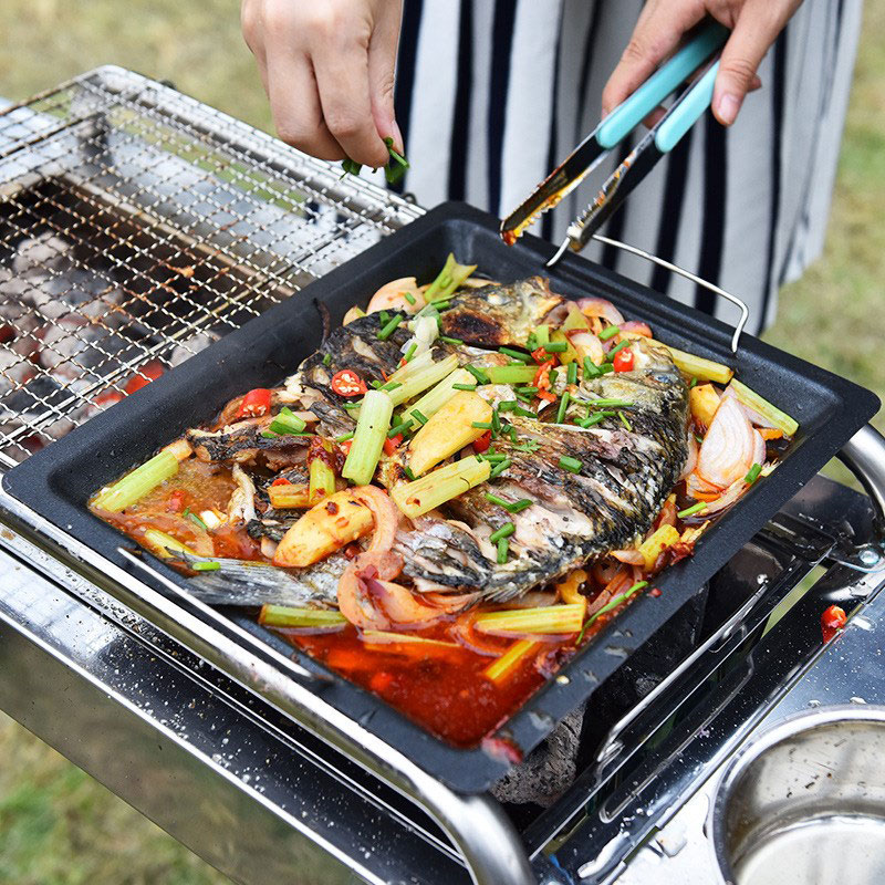 Poêle à griller carrée épaisse - Camping Cooking Device avis et prix