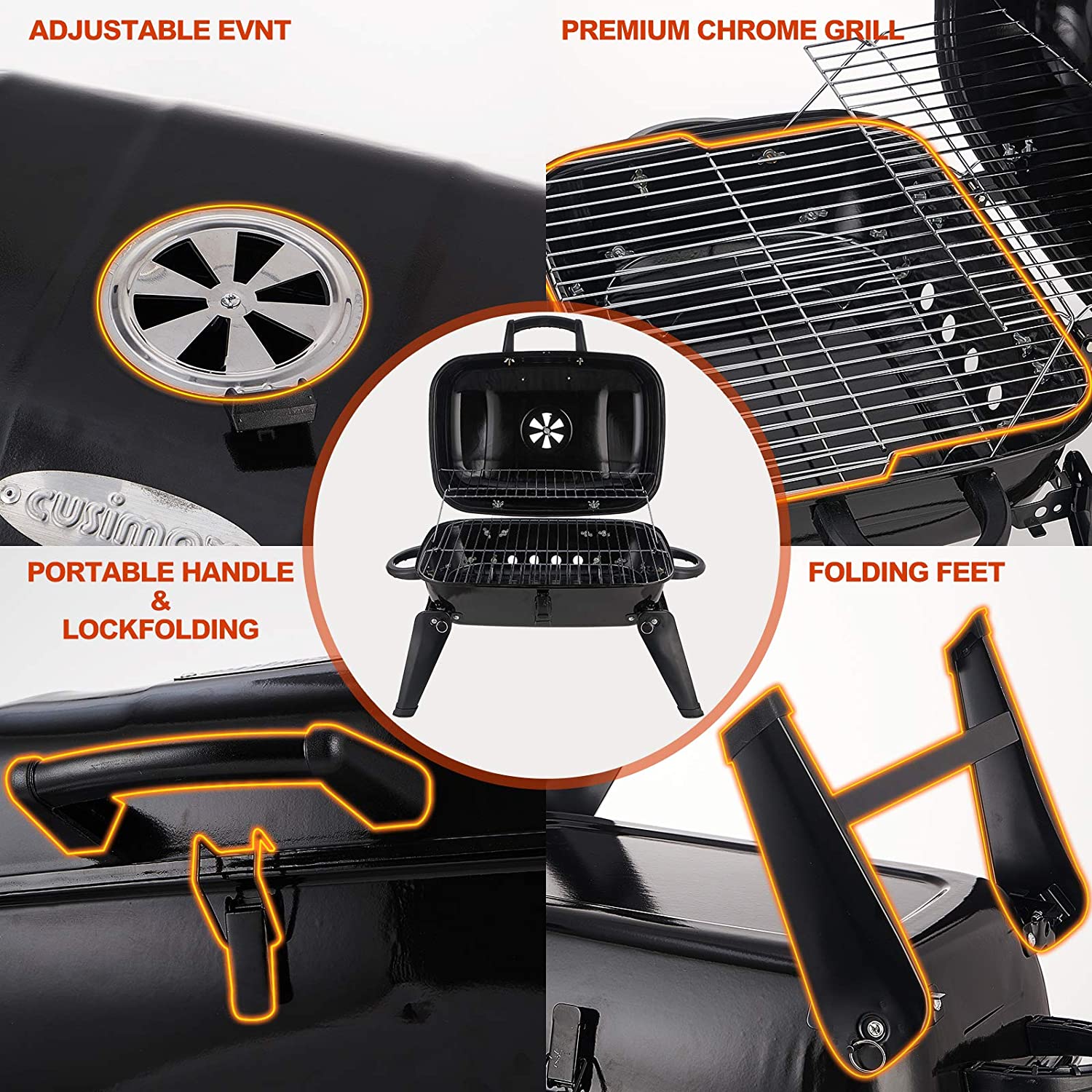 Grill à charbon de bois noir d - Camp Grill Portable Folding avis et prix