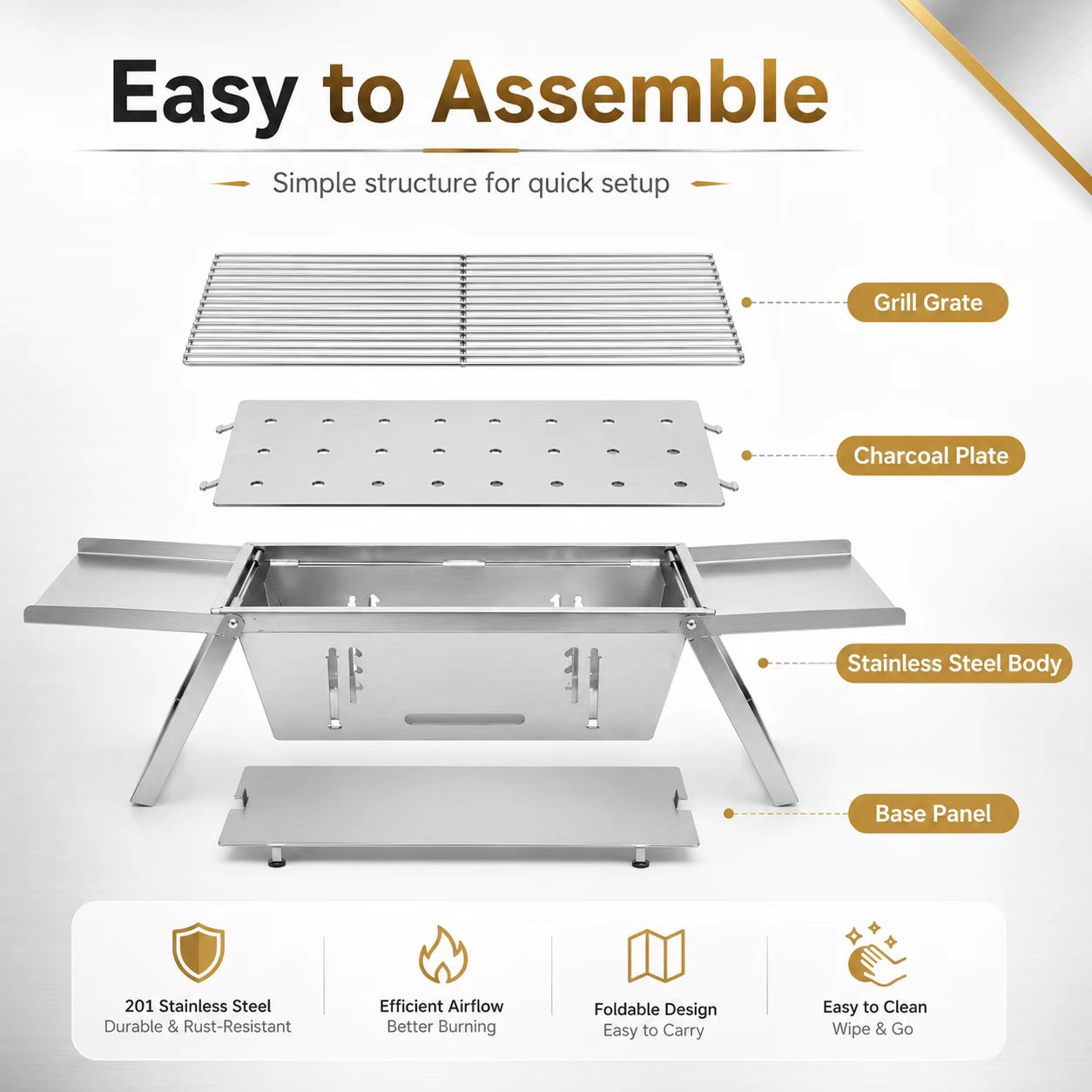 Barbecue au charbon de bois pl - Camp Grill Portable Folding avis et prix